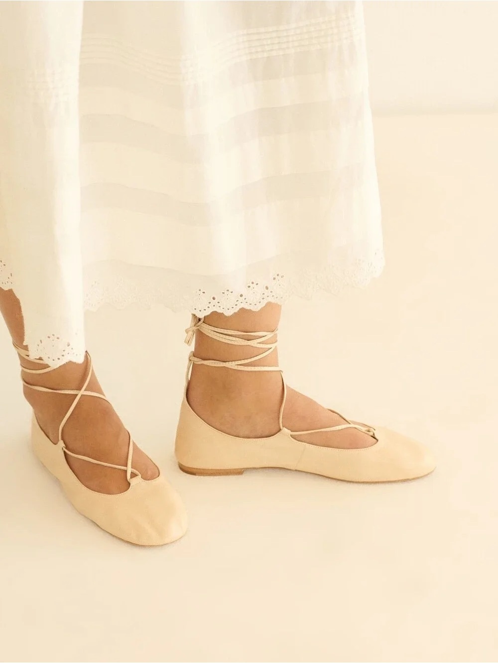 Doen Alora tie flat ballet flats, 39 (8) feminine minimalist neutral wedding
